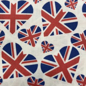 Heart Union Jack 100% Cotton Fabric