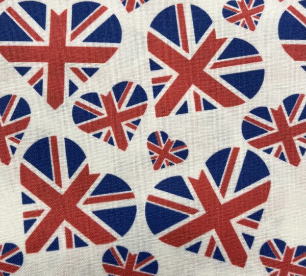 Heart Union Jack 100% Cotton Fabric