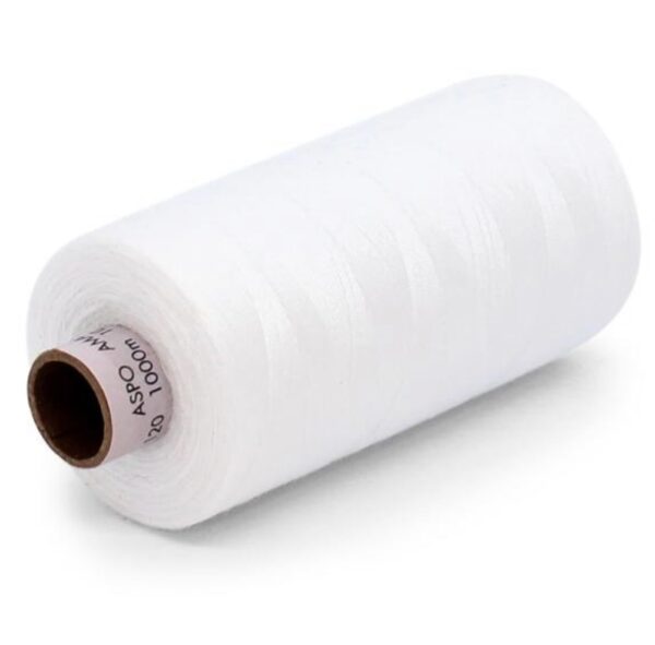 White 1000yd polyester sewing thread