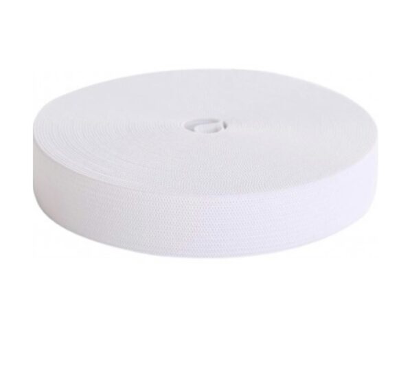 White Woven 1" 25mm Elastic