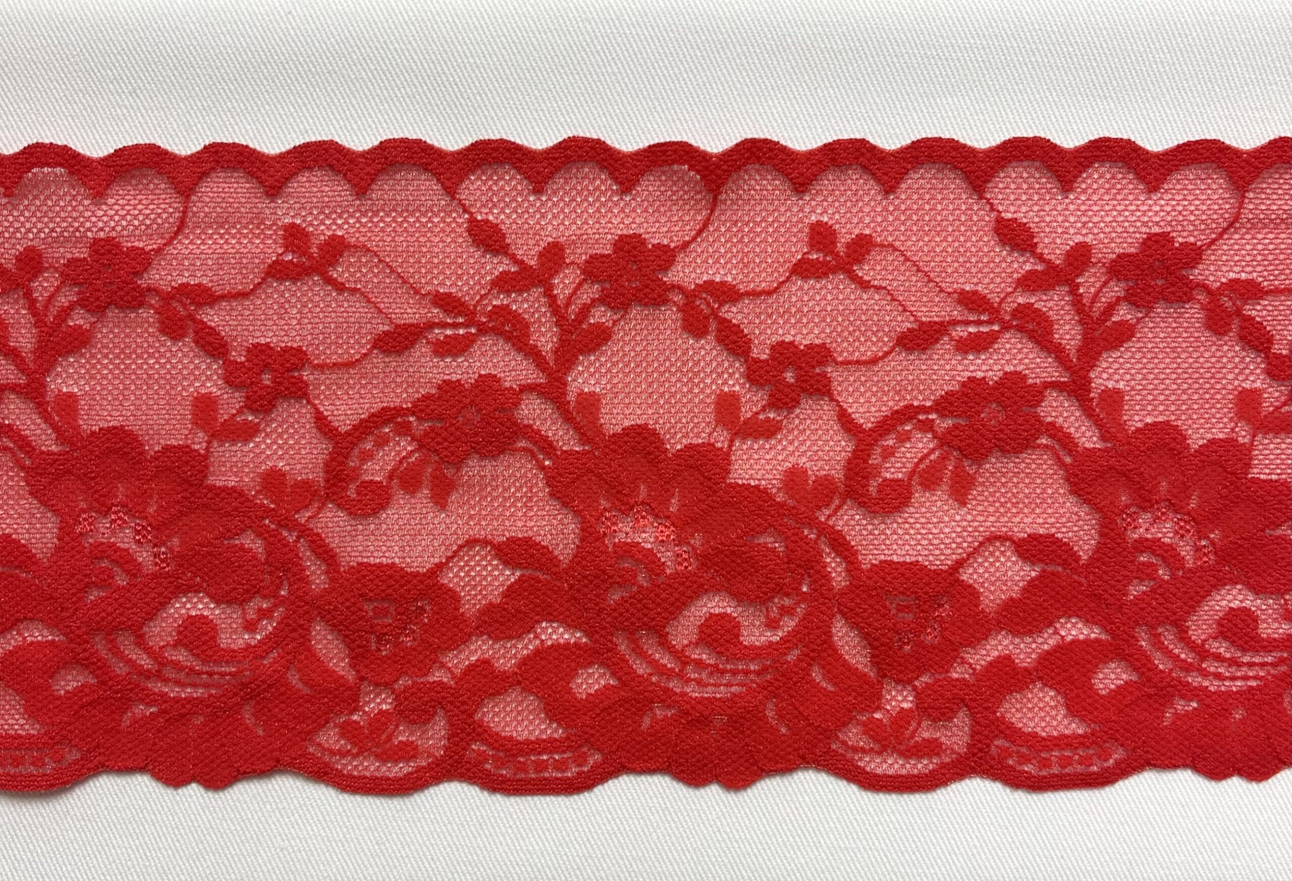 Red Elastic lace trim 110mm elastic lace trim red