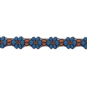 Blue & Orange Flower Nylon Lace Trim 10mm