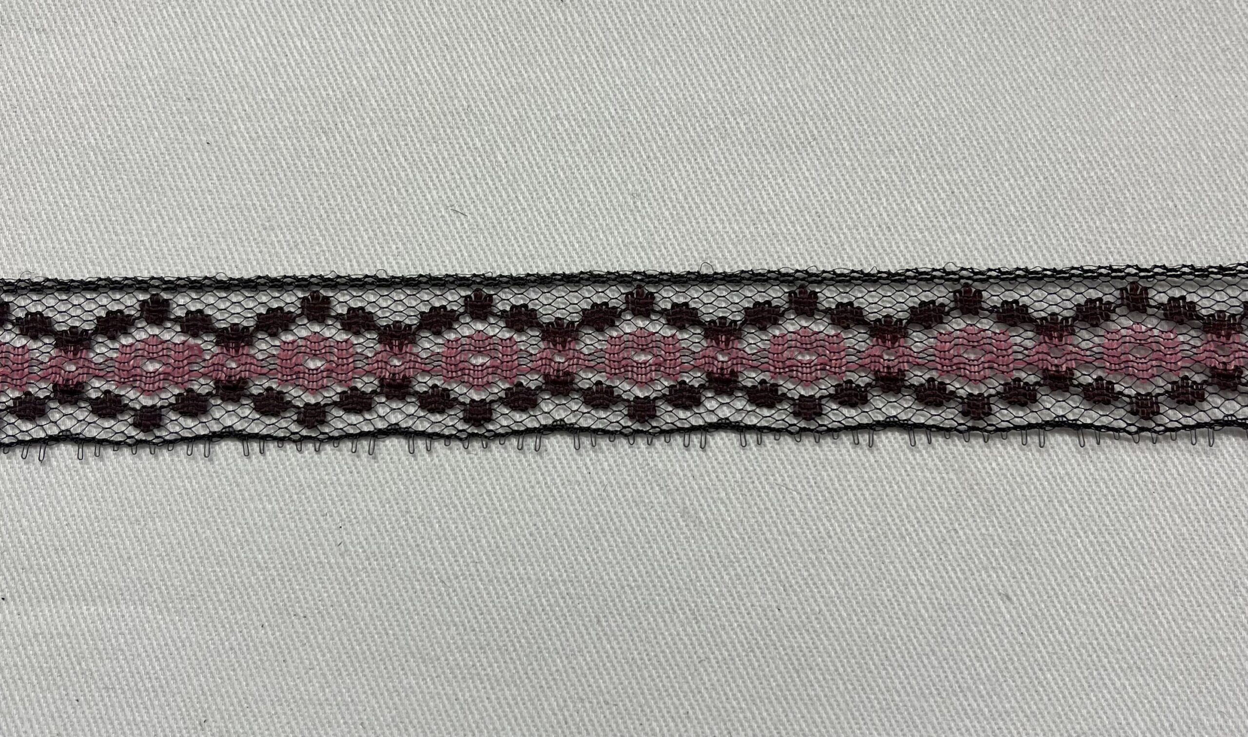 Grey and Pink Lace Trim 20mm Lace trim