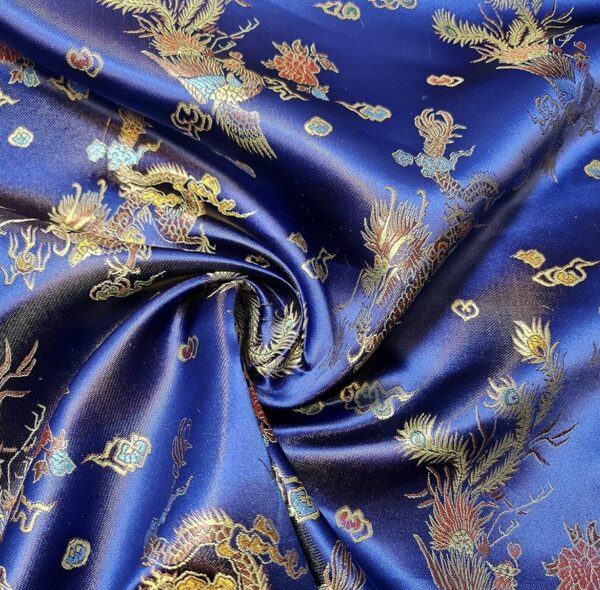 Navy Blue Oriental satin material