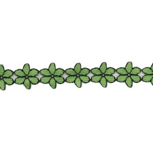 Green & Black Flower Nylon Lace Trim 10mm