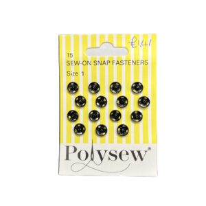 Black Sew On Snap Fasteners 15 x size 1