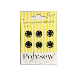 Polysew Black Sew On Snap Fasteners 6 x size 4