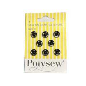 Black Sew On Snap Fasteners 8 x size 3