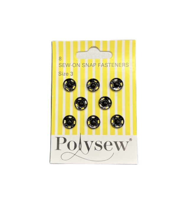 Black Sew On Snap Fasteners 8 x size 3