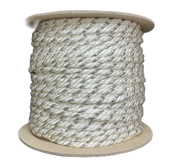 White and Silver lamé Twisted Cord (144yd Roll)