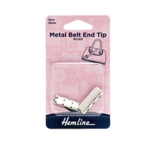 Silver Metal Belt End Tips 2Pcs 30mm