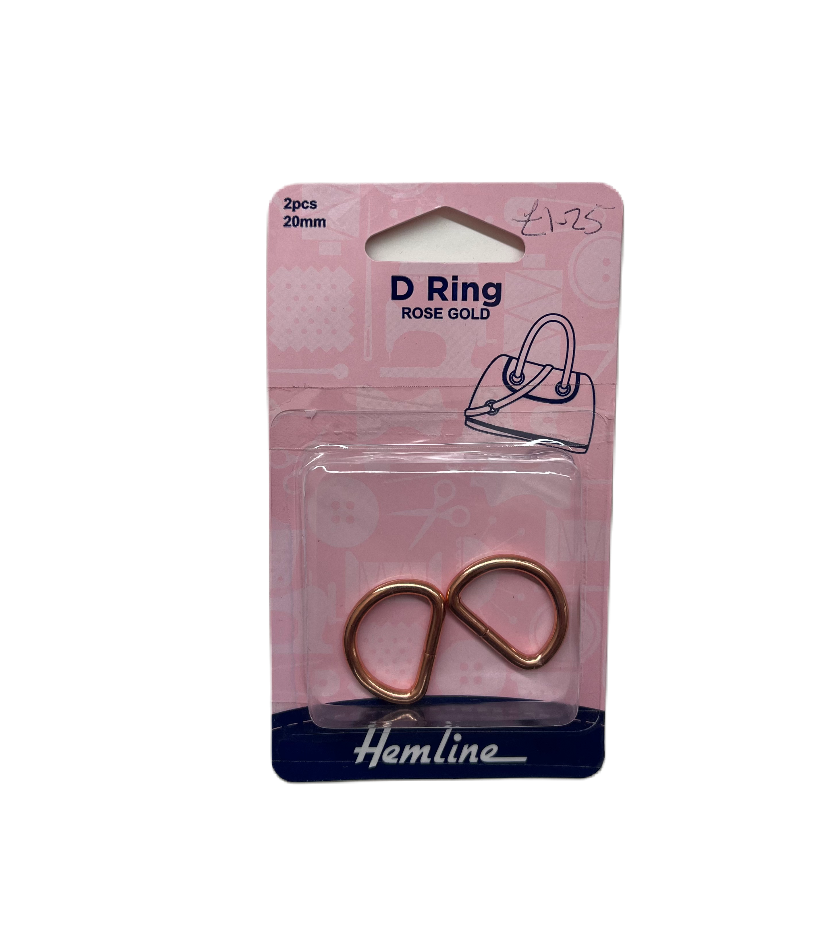 Rose Gold D Rings 2pcs 20mm