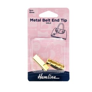 Gold Metal Belt End Tips 2Pcs 30mm