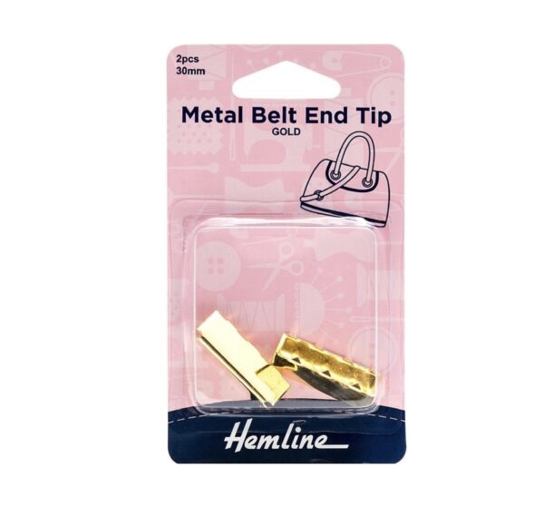 Gold Metal Belt End Tips 2Pcs 30mm