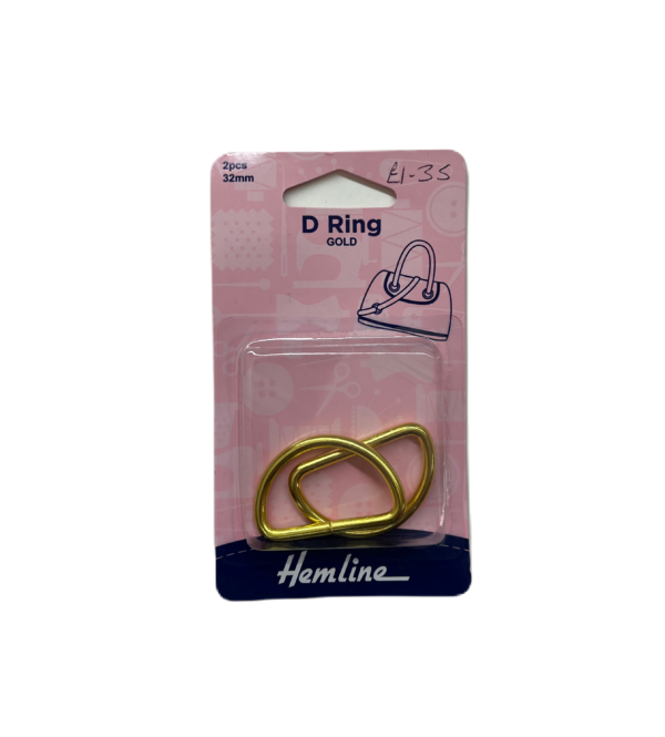 Gold D Rings 2pcs 32mm