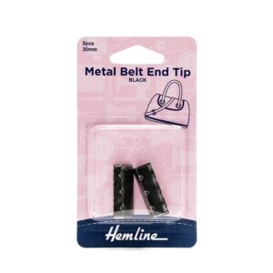 Nickel Black Metal Belt End Tips 2Pcs 30mm