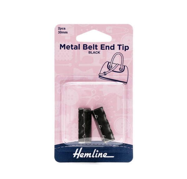 Nickel Black Metal Belt End Tips 2Pcs 30mm