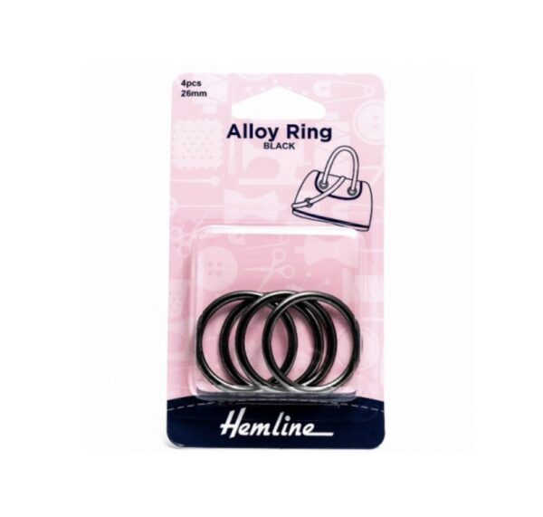 4 x Nickel Black Alloy Rings 26mm for bag making.