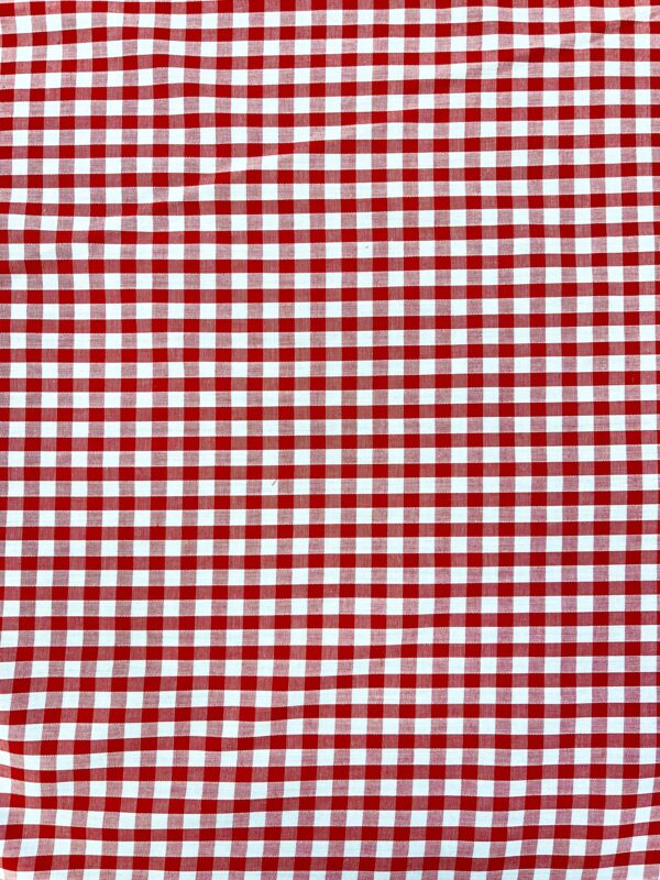 Red Gingham 1/4" Pattern Fabric, Material