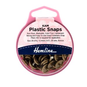 Kam 25 x Plastic Snaps 12.4mm Bronze