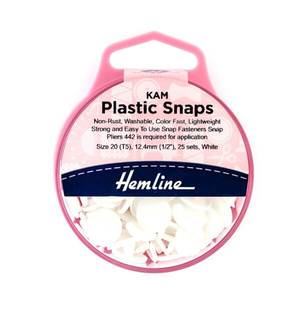 Kam 25 x Plastic Snaps 12.4mm White