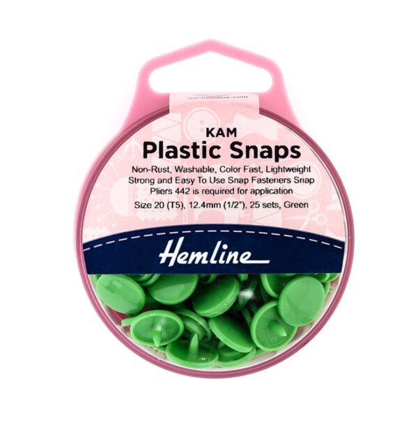 Kam 25 x Plastic Snaps 12.4mm Green