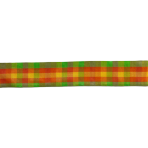 Green Orange & Yellow Tartan Ribbon 40mm