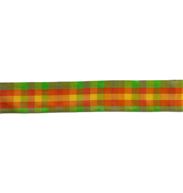 Green Orange & Yellow Tartan Ribbon 40mm