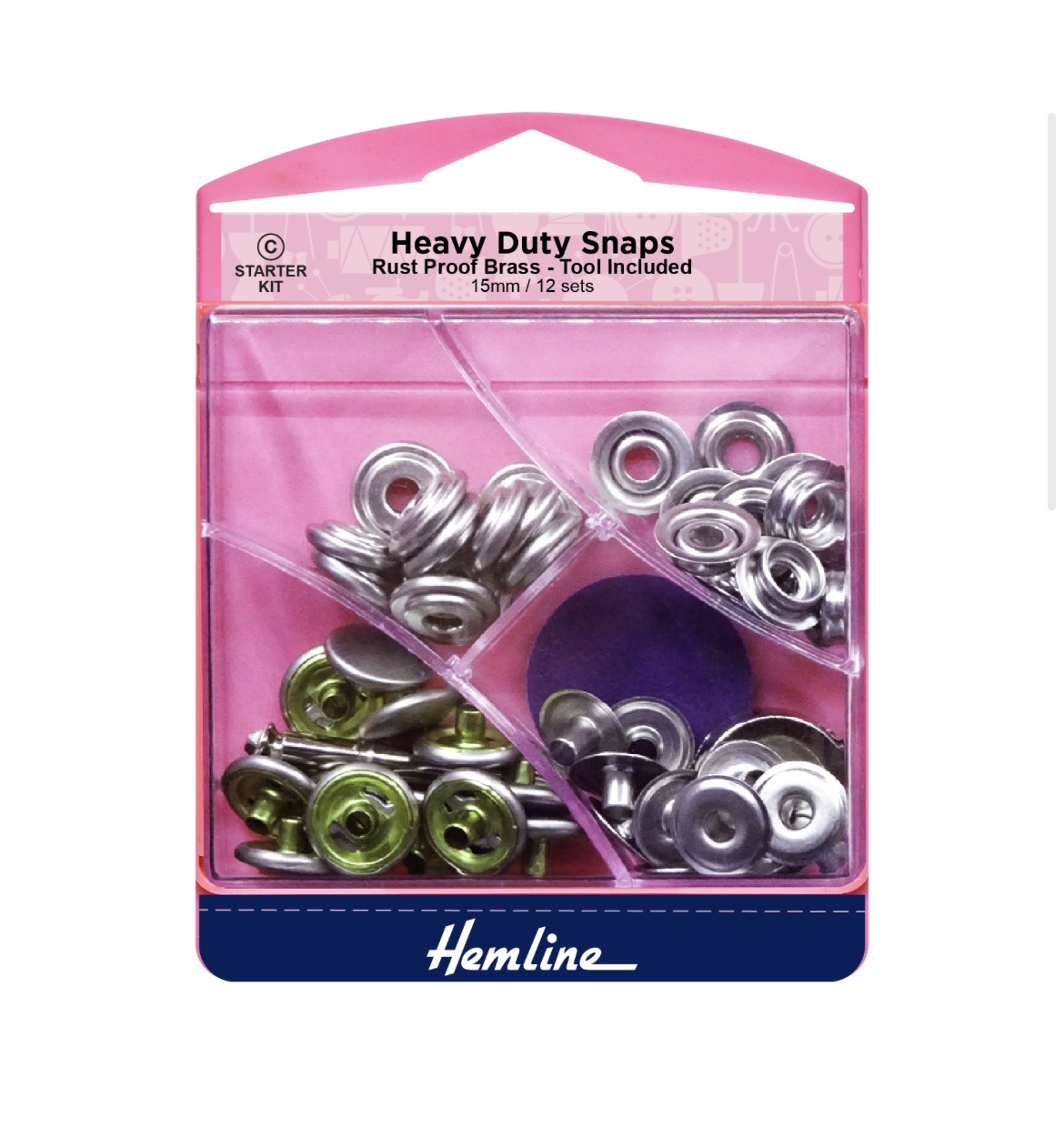 Hemline Heavy Duty Snaps Silver 15mm