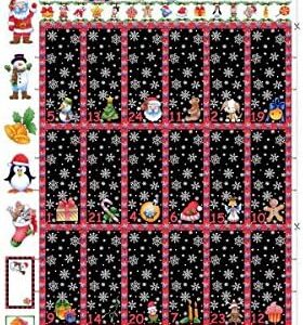 Christmas Advent Calendar 100% Cotton Quilting Panel Fabric Nutex 89280 101