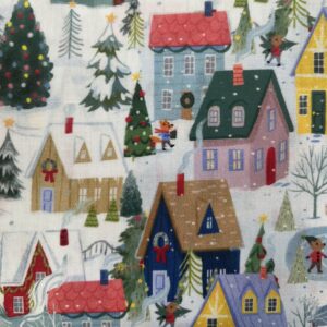 christmas House Fabric